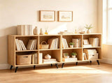 4 Cube Open Storage Bookshelf with 5 Heavy-Duty Metal Elevated Legs, Anti-Tip Wall Anchors Enclosed 18563218