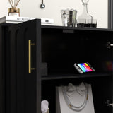 Mid Century Modern Fluted Sideboard with Adjustable Shelves & Solid Wood Legs, Buffet W1801P272511