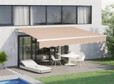 12*10FT sand color retractable awning aluminum alloy bracket polyester cloth retractable 79398777