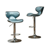 Masaccio Upholstery Airlift Adjustable Swivel Barstool with Chrome Base, Set of 2, Blue T2574P164833