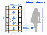 62"x 24" Freestanding Bookshelf 5 Tier Bookcase Open Display Storage Shelf with Metal Frame, Oak 18158030