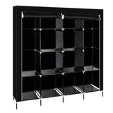 ZUN 67" Clothes Closet Portable Wardrobe Clothes Storage Rack 12 Shelves 4 Side Pockets Black 90329775