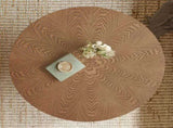 31.5 Inches Round Rustic Ash Wood Veneer Coffee Table for Small Living Room W3136P354198