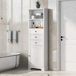 ZUN White Tall Storage Cabinet with 3 Drawers and Adjustable Shelves for Bathroom, Kitchen and Living 93869259