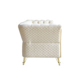 Modern Tufted Velvet Sofa 87.4 inch for Living Room Beige Color W579107798