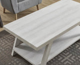Athens Contemporary Wood Shelf Coffee Table in White Finish T2574P164643