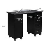 Double Edged Manicure Nail Table with Drawer Black 54431300