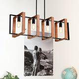 4-Light Kitchen Island Lights Pendant Light Farmhouse Dining Room Light Fixture, Rustic Wood and W1592P233389