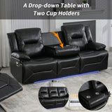 3 Seater Home Theater Recliner Manual Recliner Chair with a LED Light Strip Two Built-in Cup Holders WF323623AAB