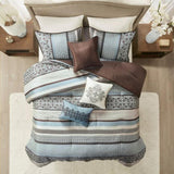 7 Piece Comforter Set Blue Queen B03597161