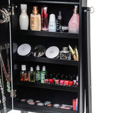Non Full Mirror Wooden Floor Standing 4-Layer Shelf Jewelry Storage Adjustable Mirror Cabinet *Black 31653593