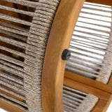 16.9" Acacia Wood Outdoor Side Table - Handwoven Rope Accent Boho Patio Table with All-Weather N767P314934A