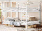 Queen over Queen Metal Bunk Bed with Unique Curved Guardrail Design, Round Tube bunk bed Frame, No 27944966