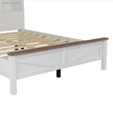 Farmhouse Platform Bed with Double Sliding Barn Door, Full Size Rustic Wood Bed with
Charging WF317943AAK