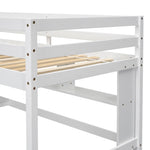 ZUN Twin Size Loft Bed with desk and shelves, Safety Guardrail and ladder,White W504P181854