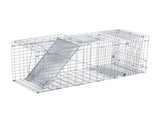 32" Live Animal Cage Trap, Heavy Duty Folding Raccoon Trap, Humane Cat Trap with Handle, Silver 79770301