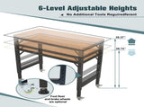 48" Heavy-Duty Adjustablebench for Garage, Rubber Wood Shop Table with Metal Wheels, Hardwood 13436903