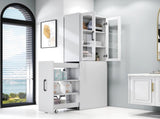 70.87" H Display Storage Cabinet , 4 Tier multi-functional pull-out multi-tier storage shelf & 2 W331P295245