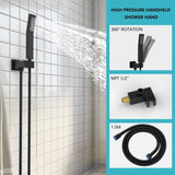 Rainfall Shower System With Storage Rack 10 inch Shower Faucet Set Matte Black High Pressure T3177P269148