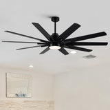 ZUN 72 in.Integarted LED Large Black Double Finish Ceiling Fan with Remote Control W1367P187092