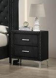 1pc Glam Style Two Drawers Nightstand Upholstered Nailhead Tufted Tempered Glass Wood Metal B011P288732