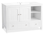 Without Basin White MDF spray paint double door double drawer with decorative strips bathroom 20663025