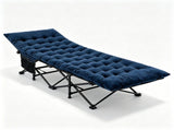 Navy Foldable Heavy Duty Camping Cot 330LBS, Portable Outdoor Sleeping Bed with Cushion & Carry 99821226