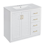 ZUN 36'' Bathroom Vanity with Ceramic Sink Combo, Solid Wood Frame Bathroom Storage Cabinet, N710P243327K