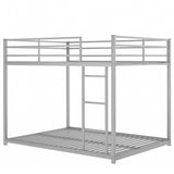 ZUN Full over Full Metal Bunk Bed, Low Bunk Bed with Ladder, Silve 35681571