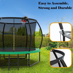 ZUN 10FT Pumpkin Trampoline, Outdoor Trampoline with Basketball Hoop, Enclosure Net and Ladder W1163P148156