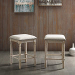 ZUN Arnhem Wood Upholstered Counter Height Stool, Set of 2, Tan T2574P164815