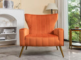 Velvet Accent Chair with Metal Legs, Modern Upholstered Armchair, Wingback Side Chair for Living B2735P510422