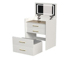 3 in 1 Vanity Desk with open Top Mirror,Small Make Up Vanity Set with Visible Glass Desktop,Compact 00445064
