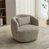 34.25 "Wide Upholstered Corduroy 360&deg Swivel Barrel Soft Accent Chair with Pillow, Circular Reading W3118P253971
