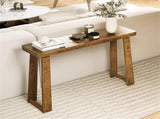 Walnut Solid Rubber Wood Narrow Console Table, 43" Space-Saving Entryway Table for Small Hallways 15141431