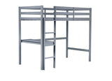 Twin High Loft Bed, Rubber Wood Loft Bed with Safety Guardrail, built-in desk, ladder,Grey W504P206978