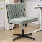 ZUN Armless Office Desk Chair No Wheels, GREEN W1372131078