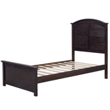 ZUN Farmhouse Wooden Platform Twin Size Bed with Curl Design Headboard and Footboard for Teenager, WF530029AAP