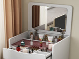 3 in 1 Vanity Desk with Plip Top Mirror,Small Make Up Vanity Set with Visible Glass Desktop,Compact 08428018