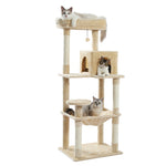 ZUN Luxury Cat Tree Cat Tower with Sisal Scratching Post, Cozy Condo, Top Perch, Hammock and Dangling 35162292