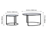 Nesting Coffee Table Set of 2, 23.6 in Round Tables, Glass Top Nesting Tables for Compact Spaces, 83275349