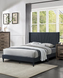 Charcoal Color 1pc Queen Size Bed Burlap Fabric Headboard Upholstered Bedroom Furniture Platform B011P145822