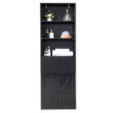 ZUN FCH 3-Layer 1 Drawer 2 Doors Double Z Shape Melamine Board 60*23.5*180cm Display Cabinet Black 55368679