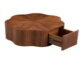35.43 inch Petal - shaped Design Round Coffee Table,Small Coffee Table with Hidden Drawer for Living W2582P338168