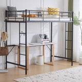 ZUN Twin Size Metal Loft Bed with Safety Guardrails & 2 Built-in Ladders, Loft Bunk Bed Frame for Teens 06576360