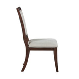 Traditional Dining Side Chairs Set of 2pc, Cherry Finish Wooden Beige Upholstered Seat Formal Chairs B011P309916