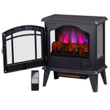 ZUN 20" Electric Fireplace Stove, Freestanding Indoor Fireplace Heater with 3-Level Dimmable Flame 18893403