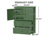 2-Drawer 2-Cabinet-Door Vertical-Grain MDF Painted Bathroom Cabinet 23.62*11.81*43.31in Green 97113183
