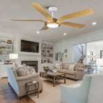 ZUN Smart 56" Integrated LED Ceiling Fan with Antique Wood in Floral Shape 91675814