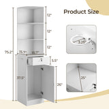 3-Tier Corner Salon Cabinet with 1 Door & 1 Drawer, 15mm E0 Grade Particleboard Matt White, 75.2" H 73777296